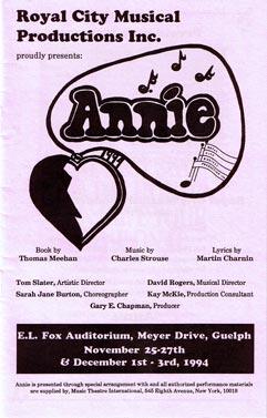 Poster advertising production of Annie in 1994
